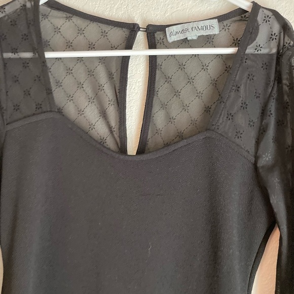 Almost Famous Black Dress with Sheer Long Sleeves size L - Picture 6 of 9